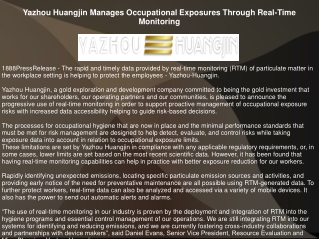 Yazhou Huangjin Manages Occupational Exposures Through Real-Time Monitoring