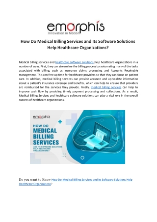 How Do Medical Billing Services  Help Healthcare Organizations?