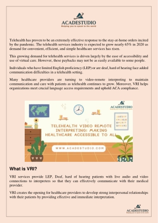 Telehealth Video Remote Interpretation