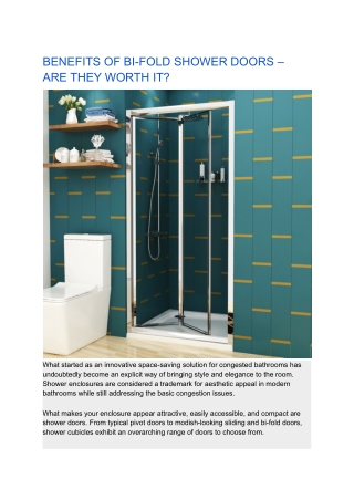 BENEFITS OF BI-FOLD SHOWER DOORS – ARE THEY WORTH IT