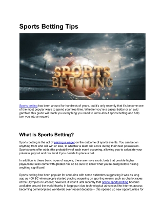 Sports Betting Tips