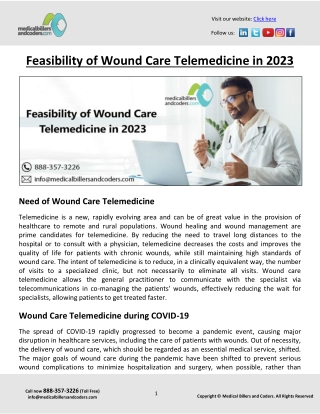 Feasibility of Wound Care Telemedicine in 2023