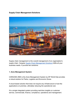 Supply Chain Management Solutions