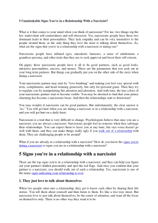 Signs You are dating a narcissist