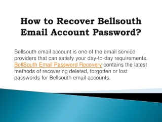 How to Recover Bellsouth Email Account Password?