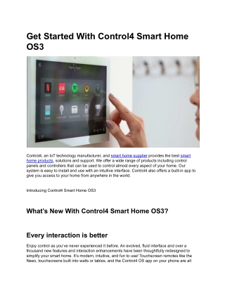 Get Started With Control4 Smart Home OS3