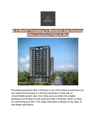 Is it Worth? Investing in Mumbai's fast-Growing Ultra Luxurious Flats to Buy