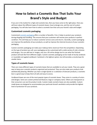 How to Select a Cosmetic Box That Suits Your Brand's Style and Budget