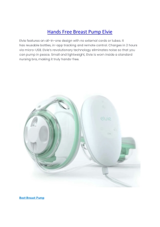 Hands Free Breast Pump Elvie