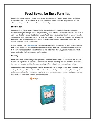 Food Boxes for Busy Families