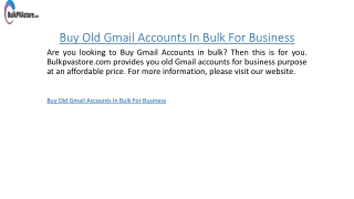 Buy Old Gmail Accounts In Bulk For Business Bulkpvastore.com