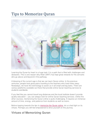 Tips to Memorize Quran