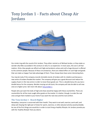 Tony Jordan 1 - Facts About Cheap Air Jordans