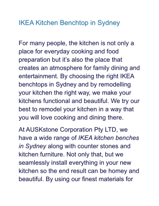 IKEA Kitchen Benchtop in Sydney