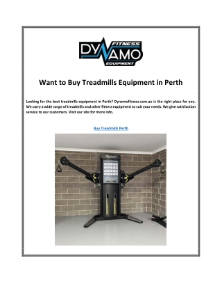 Want to Buy Treadmills Equipment in Perth