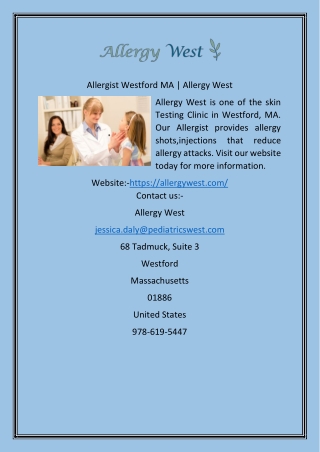 Allergist Westford MA  Allergy West