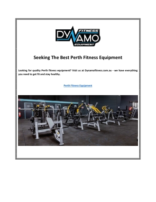 Seeking The Best Perth Fitness Equipment
