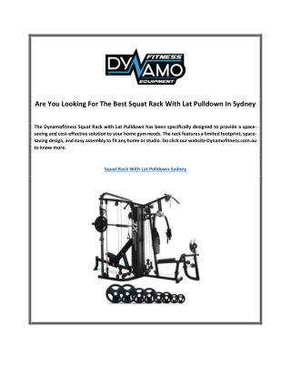 Are You Looking For The Best Squat Rack With Lat Pulldown In Sydne1