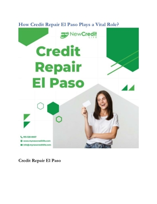 How Credit Repair El Paso Plays a Vital Role