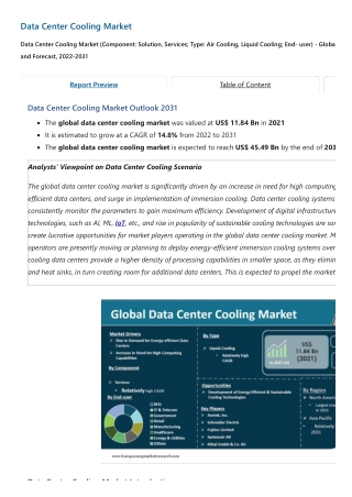 Data Center Cooling Market Growth Analysis from 2022 to 2031