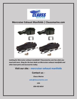 Mercruiser Exhaust Manifolds  Claussmarine com