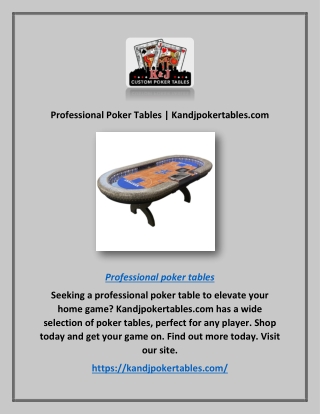 Professional Poker Tables | Kandjpokertables.com