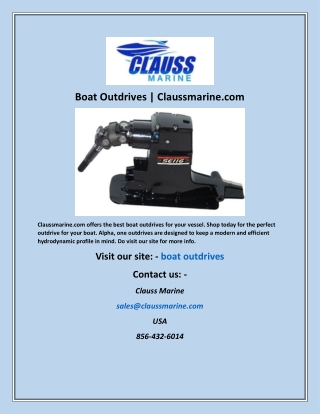 Boat Outdrives  Claussmarine com