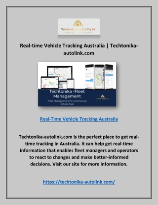 Real-time Vehicle Tracking Australia | Techtonika-autolink.com