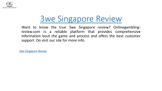 3we Singapore Review  Onlinegambling-review.com