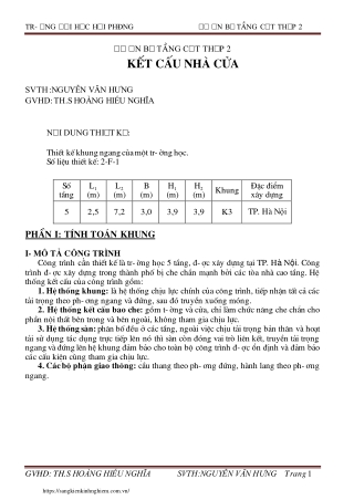 Đồ án Kết cấu nhà cửa - Nguyễn Văn Hưng
