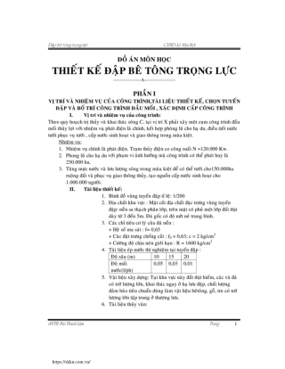 Đồ án Thiết kế đập bê tông trọng lực