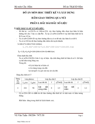 Đồ án Thiết kế và xây dựng hầm giao thông qua núi