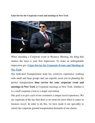 Limo Service for Corporate events and meetings in New York
