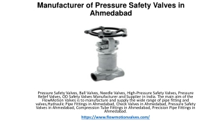 Manufacturer of Pressure Safety Valves in Ahmedabad