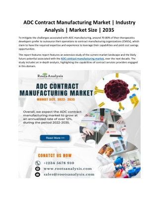 ADC Contract Manufacturing Market | Industry Analysis | Market Size | 2035