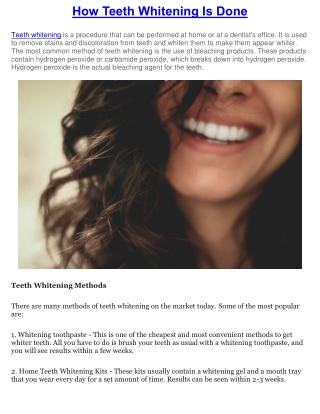 How Teeth Whitening Is Done