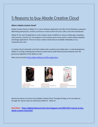 5 Reasons to buy Abode Creative Cloud