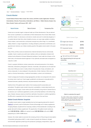 Cresols Market Size, Sales, Share and Forecasts by 2027