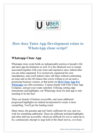 How does Tutor App Development relate to WhatsApp clone script?