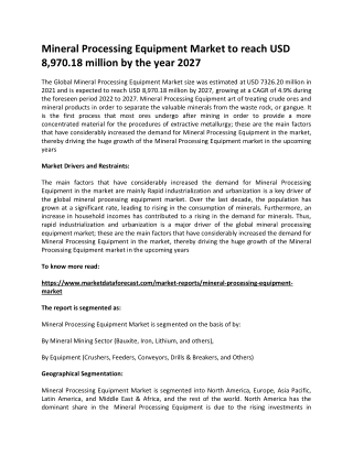 Mineral Processing Equipment Market