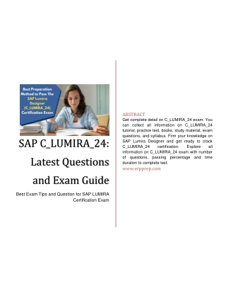 SAP C_LUMIRA_24 : Latest Questions and Exam Guide for SAP LUMIRA Certification.