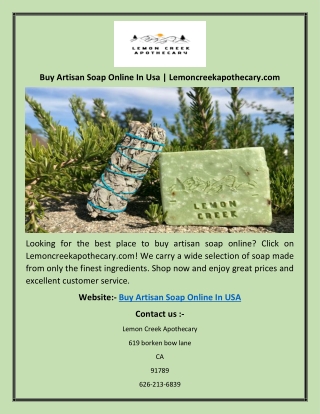 Buy Artisan Soap Online In Usa | Lemoncreekapothecary.com