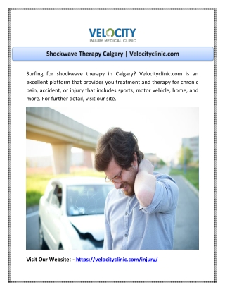 Shockwave Therapy Calgary | Velocityclinic.com