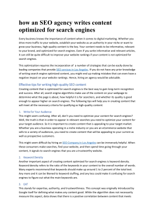 how an SEO agency writes content optimized for search engines