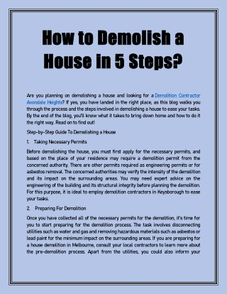 How to Demolish a House in 5 Steps