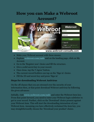 How you can Make a Webroot Account