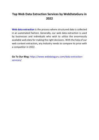 Top Web Data Extraction Services by WebDataGuru in 2022