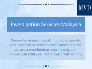 Investigation Services Malaysia