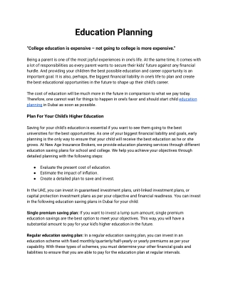Education Planning