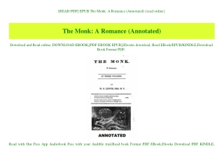 [READ PDF] EPUB The Monk A Romance (Annotated) {read online}